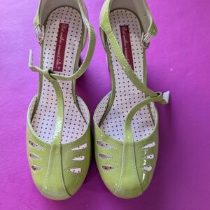 Women's Olive Green T-Strap Heels